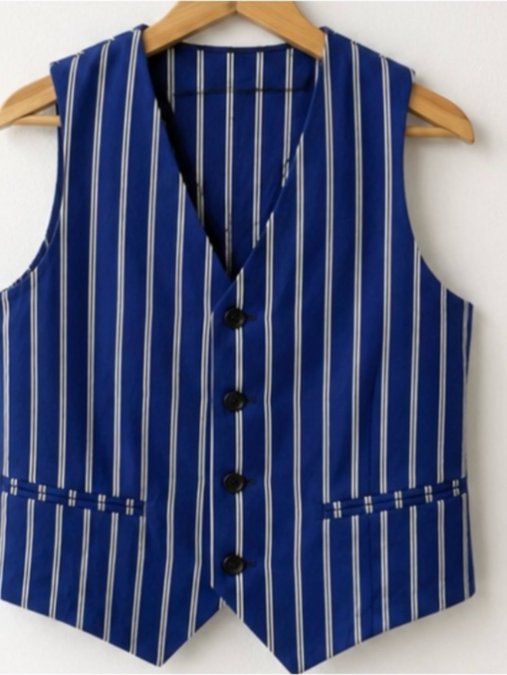 Ashley Stewart Blue and White Striped Tailored Vest 14